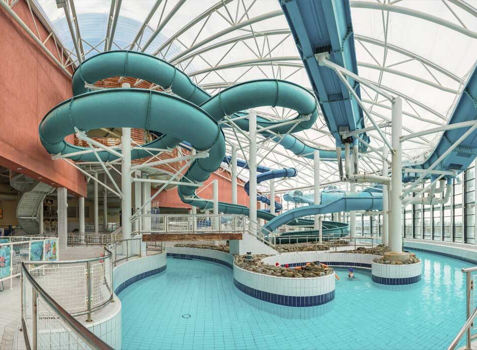 Indoor water slide at AquaZone.